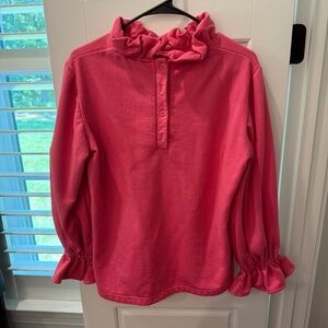 Elizabeth Wilson Designs Ruffle Neck Pullover Sweatshirt | M | Pink